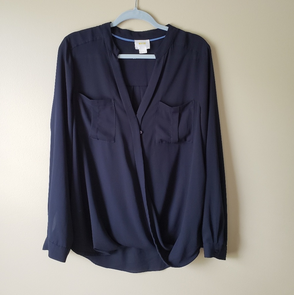 Anthropologie Maeve navy blouse